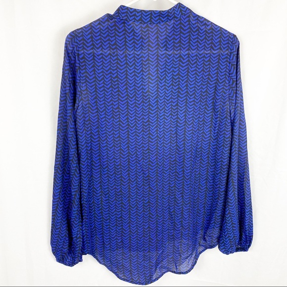 BELLATRIX Blue and Black Print Blouse - Picture 4 of 5